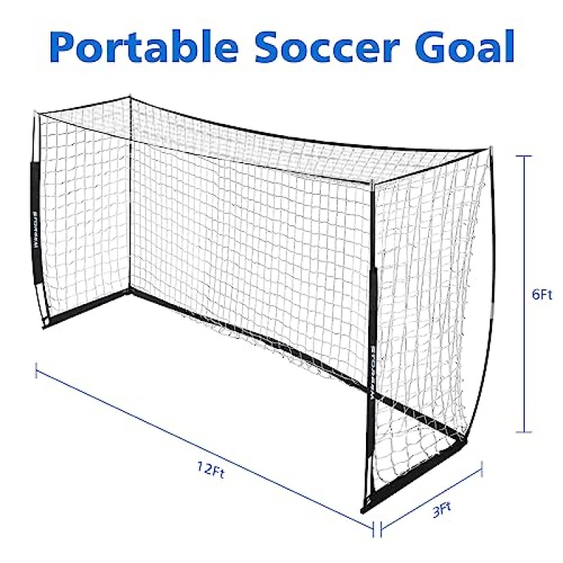 Storgem 축구 목표, 축구 네트, 뒷마당을 위한 축구 목표, 활 프레임, 접이식 금속 베이스 및 15개의 훈련 콘 포함