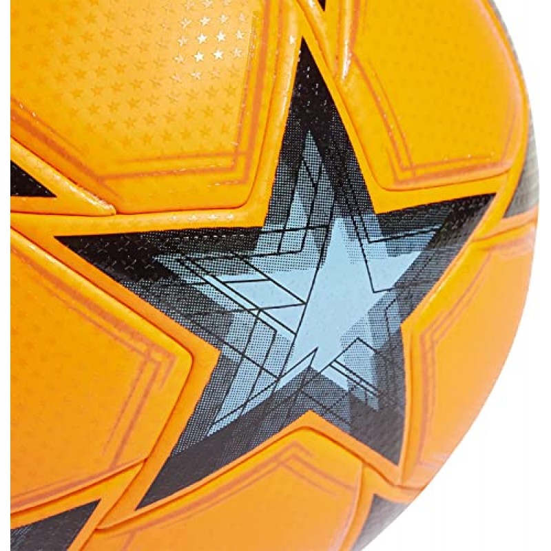 아디다스 UCL 프로 겨울 축구공 - 가시성이 높은 색상, 매끄러운 구조, FIFA 품질 프로 인증, 솔라 오렌지/실버/블랙, 사이즈 5