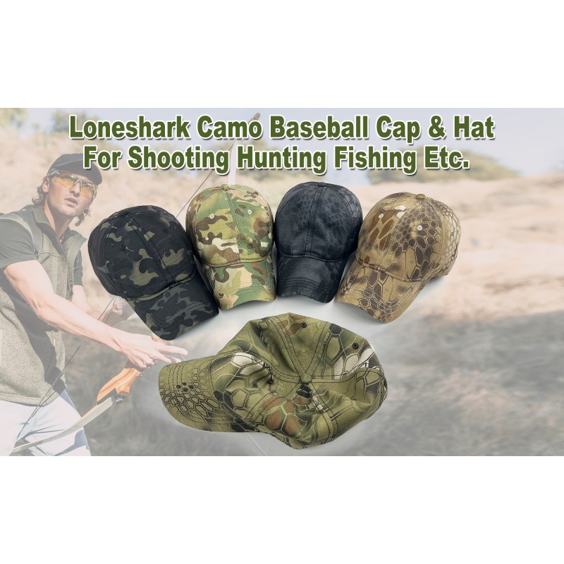 Loneshark Mens Camo 야구 모자 (미국 국기 버클 포함) 미국 전술 운영자 애국 모자 미 육군 군사 OCP 공 모자