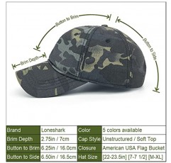 Loneshark Mens Camo 야구 모자 (미국 국기 버클 포함) 미국 전술 운영자 애국 모자 미 육군 군사 OCP 공 모자