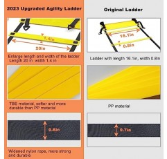 OFYDNR 2023 업그레이드된 속도 민첩성 사다리 훈련 장비, 12 단 20Ft 민첩성 사다리, 12 디스크 콘, 4 강철 스테이크, 축구, 스포츠, 풋워크, 농구, 발 운동용 저항 낙하산