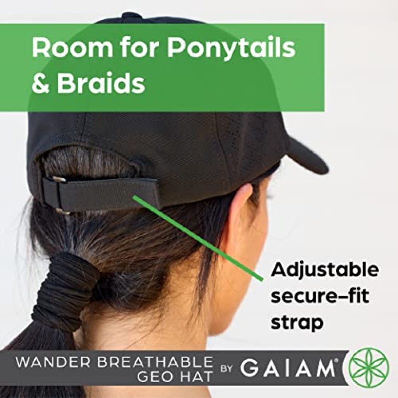 Gaiam Wander 통기성 지오 모자 - 여름용 귀여운 여성용 야구 모자, 러닝 및 하이킹용 경량 6패널 볼 캡