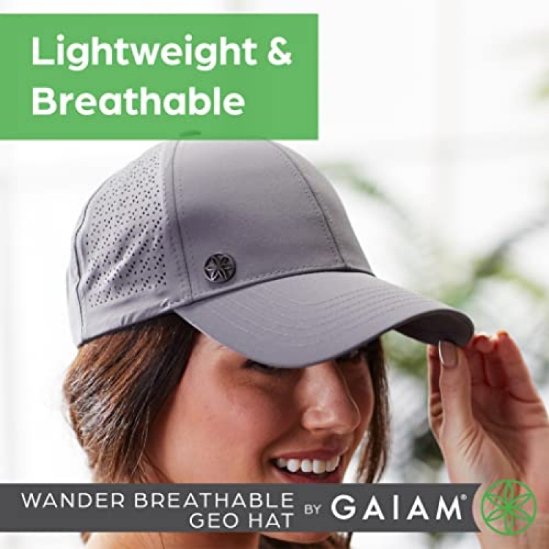 Gaiam Wander 통기성 지오 모자 - 여름용 귀여운 여성용 야구 모자, 러닝 및 하이킹용 경량 6패널 볼 캡