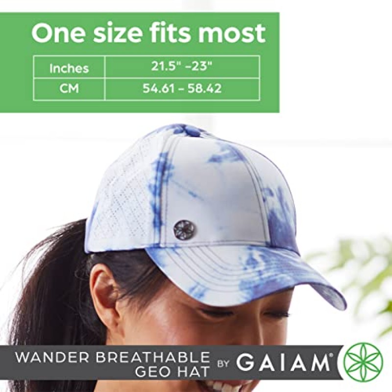 Gaiam Wander 통기성 지오 모자 - 여름용 귀여운 여성용 야구 모자, 러닝 및 하이킹용 경량 6패널 볼 캡