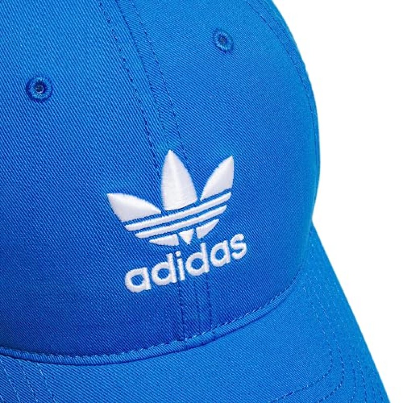 adidas Originals 여성용 릴렉스핏 조절 가능한 스트랩백 캡, 브라이트블루/화이트, 원 사이즈