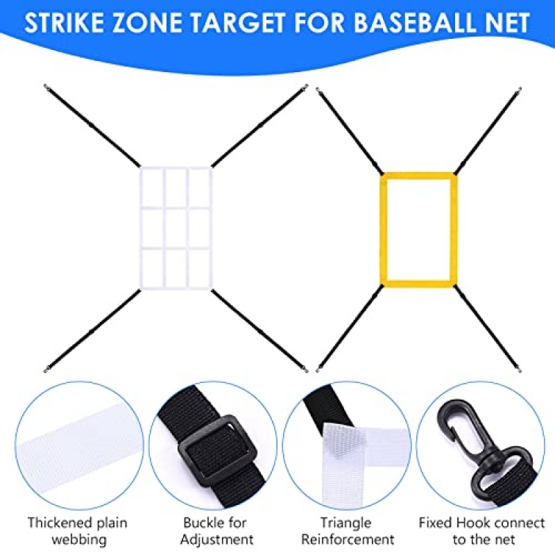 4 팩 야구 소프트볼 피칭 네트 - 스트라이크 존이 있는 연습용 피칭 넷 - 야구 훈련 장비 정확도 훈련 스트라이크 존 청소년용 야구 훈련 장비용 피칭 타겟