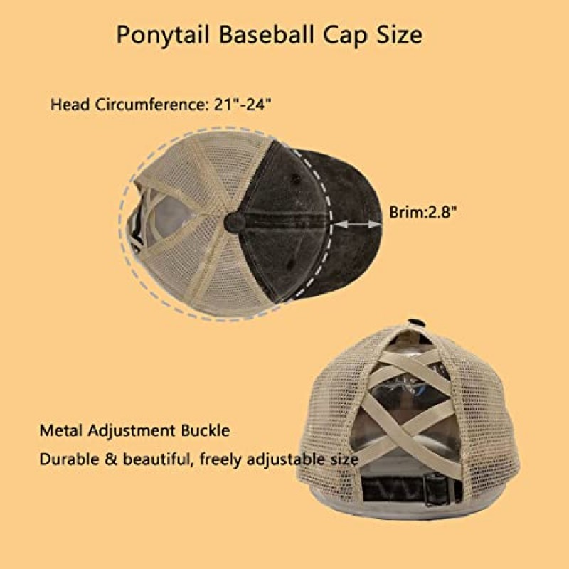 3 팩 여성용 크리스 크로스 포니테일 야구 모자 고민 트럭 운전사 모자 조정 가능한 빈 세척 볼 캡 경량 속건성 메쉬 캡 모자 튼튼한 야외 모자 포니캡