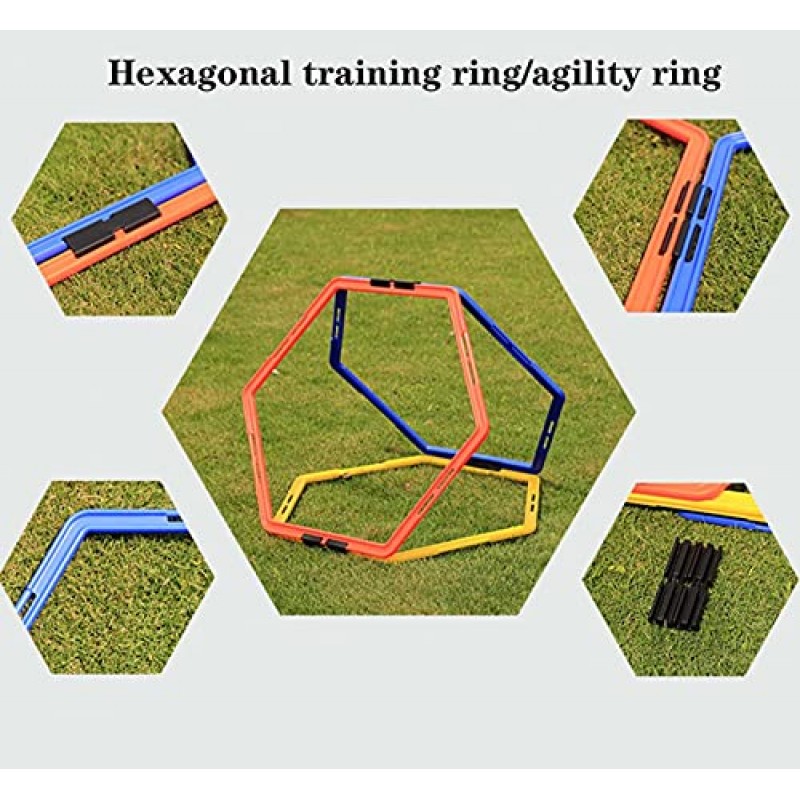 CZ-XING 육각형 민첩성 링 훈련 원형 링 속도 민첩성 사다리 신체 훈련 링 축구 발놀림 트레이너 장애물 민첩성 사다리 피트니스 장비 여러 가지 빛깔의 훈련 링 3Pcs