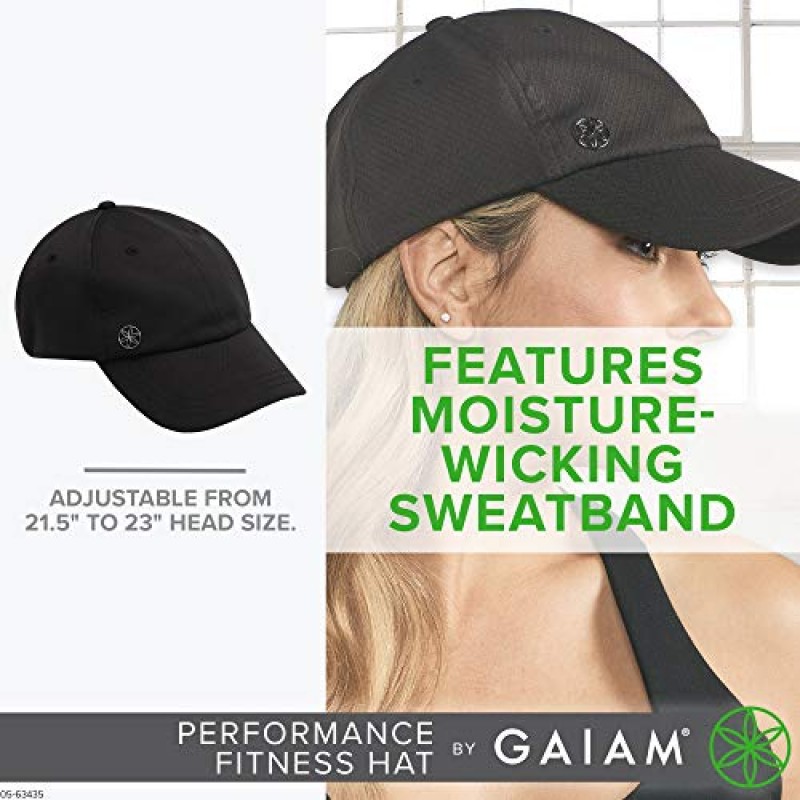 Gaiam 여성용 퍼포먼스 피트니스 모자 땀 밴드 포함 - 야구, 요가 및 외부 운동용 포니테일 볼 캡