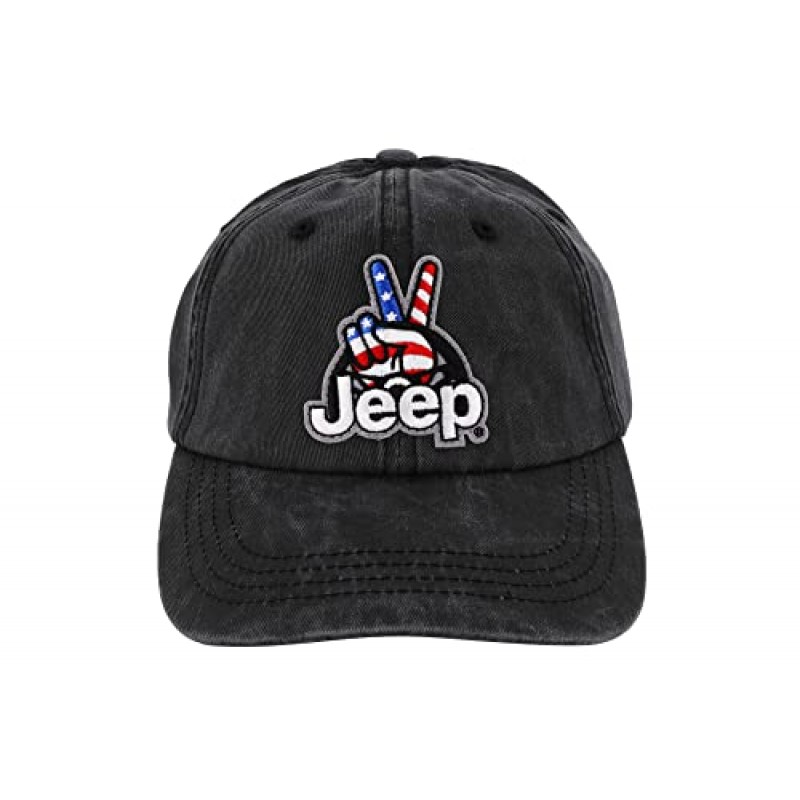 Jeep Wave USA 치노 트윌 패치 의류 워시드 모자 ​​블랙