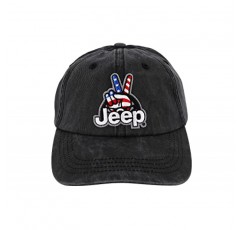 Jeep Wave USA 치노 트윌 패치 의류 워시드 모자 ​​블랙