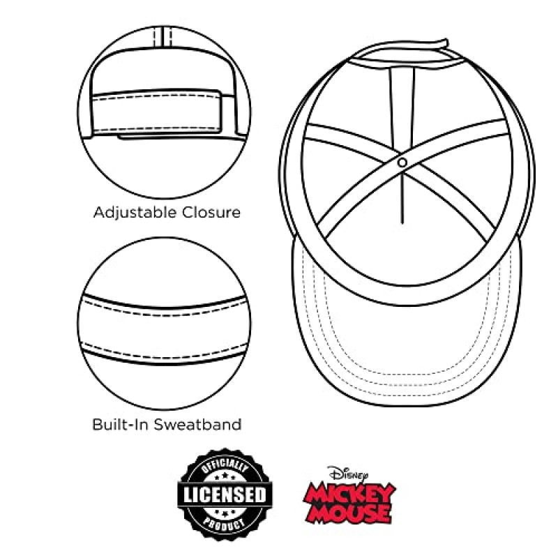 디즈니 남아 야구 모자, 미키 마우스 조절 가능한 유아 모자, 2-4세 또는 4-7세 어린이를 위한 남아 모자