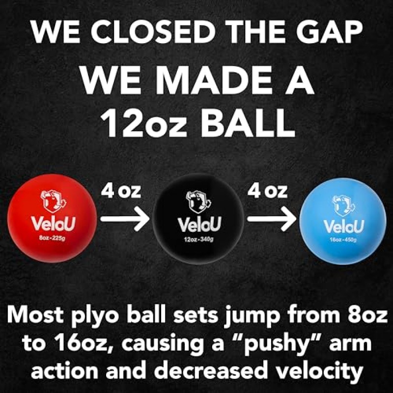 Plyo Balls Baseball - 투구용 가중치 야구 - 소프트볼/야구 훈련용 공으로 팔 경로를 정리하고 투구 속도를 높이세요 - 운동용 가중치 공