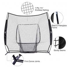 ZELUS 7x7ft 야구 소프트볼 연습 네트 | 티, 야구공, 타격 및 투구용 휴대용 가방이 포함된 야구 네트