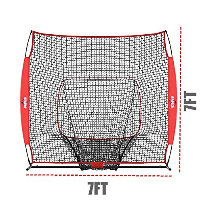 Kapler 타격 연습 네트, 7X7 /8X8 FT 야구 소프트볼 타격 캐리 백이 있는 피칭 네트, 휴대용 야구 소프트볼 네트 타격 피칭 훈련 장비.