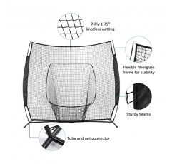 티 키트가 포함된 7×7 야구 네트, 타격 및 투구용 휴대용 야구 네트, 티가 포함된 소프트볼 네트, 휴대용 가방 및 무게가 있는 야구