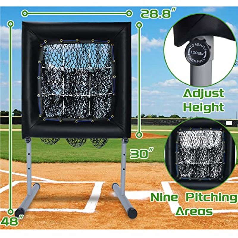 9홀 소프트볼 야구 피칭 스트라이크 존이 있는 타격 타겟 네트 소프트볼 야구 타격 연습 피칭용 네트 9 포켓 피칭 야구 소프트볼 연습용 타격 네트