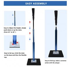 Zdgao 야구 배팅 티 - 매우 유연한 고무 상판이 있는 야구/소프트볼용 프로페셔널 타격 티 - 손쉬운 높이 조절 24-46인치(무거운 무게 베이스)