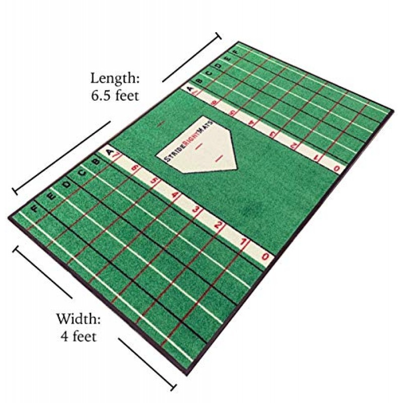 야구 소프트볼 타격 타격 매트 | 이중 목적 교육 설정, 자세, 보폭 및 스윙 훈련 및 타격 매트 | 청소년 타자 | 보폭 오른쪽 매트