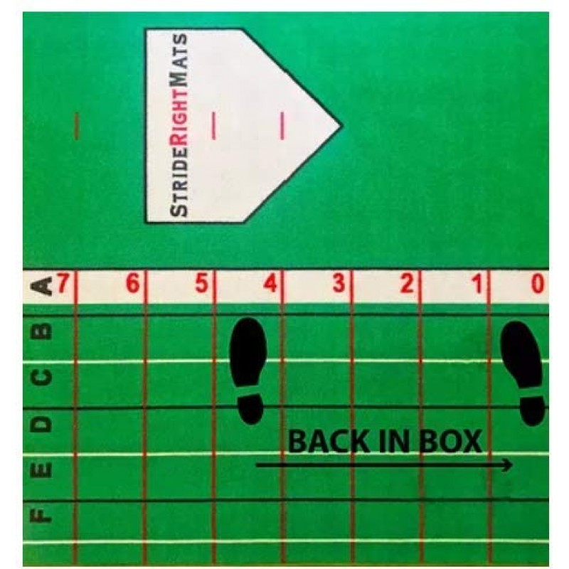 야구 소프트볼 타격 타격 매트 | 이중 목적 교육 설정, 자세, 보폭 및 스윙 훈련 및 타격 매트 | 청소년 타자 | 보폭 오른쪽 매트