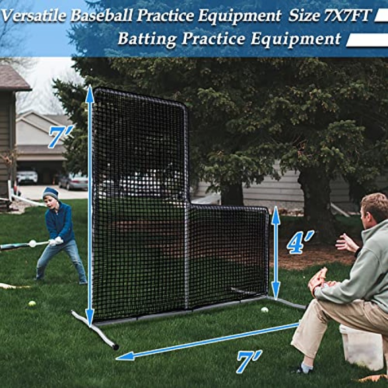 타격 케이지를 위한 야구 L 스크린 휴대용 L 스크린 야구 피칭 스크린 7X7FT 뒤뜰을 위한 야구 소프트볼 피칭 스크린 휴대용 스크린