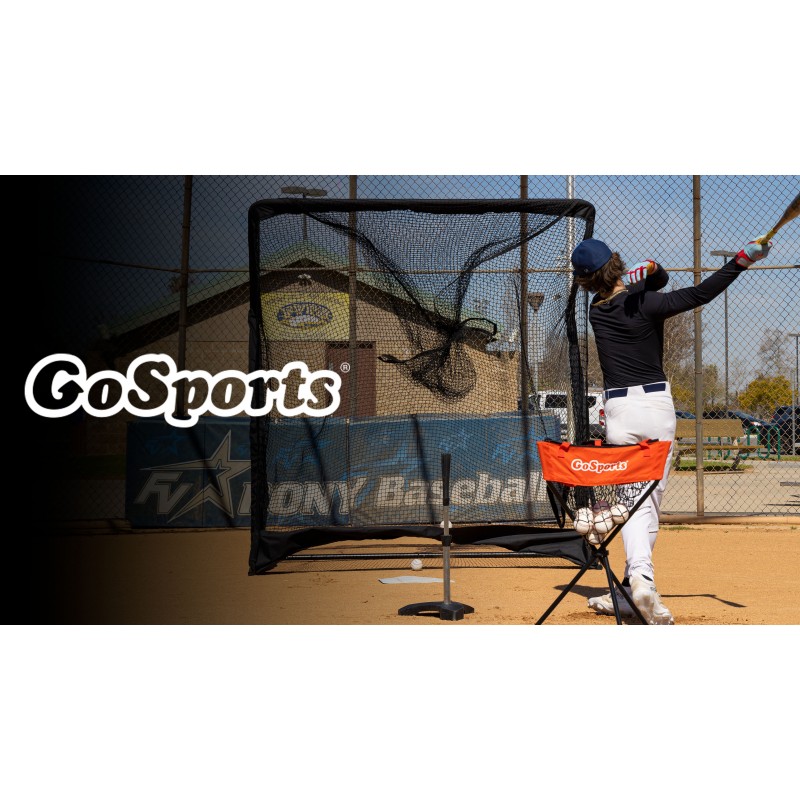 GoSports 7피트 x 7피트 엘리트 야구 및 소프트볼 연습 강철 프레임이 있는 타격 및 투구 네트