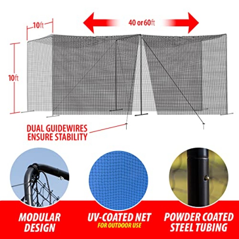 모든 스포츠 풀 40 및 60피트 배팅 케이지. 완벽한 야구 배팅 케이지, 소프트볼 배팅 케이지, 프레임과 그물이 포함된 완벽한 패키지