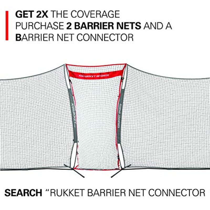 Rukket XL 16x10ft 바리케이드 백스톱 네트, 실내 및 실외 라크로스, 농구, 축구, 필드 하키, 야구, 뒤뜰, 공원 및 주거용 소프트볼 장벽 그물