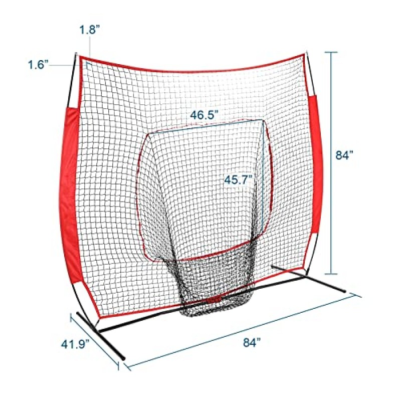 야구 및 소프트볼 연습 네트 7×7ft 휴대용 타격 타격 훈련 네트(캐리 백 및 금속 프레임 포함)