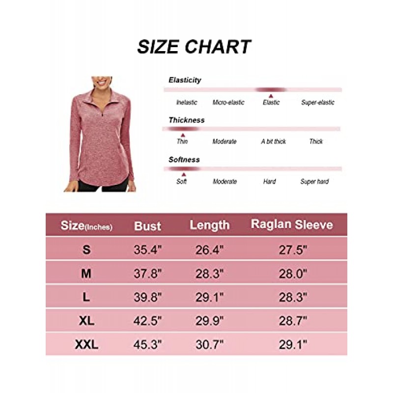 LURANEE 여성용 UPF 50+ 긴 소매 1/4 지퍼 풀오버 ​​운동용 하이킹 러닝 운동 상의