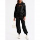 Aleumdr Womens 2 Piece Sweatsuit 복장 Drawstring 조깅 바지가있는 긴 소매 컷 아웃 후드 Tracksuit Lounge Set