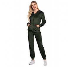 HOTOUCH Womens 캐주얼 벨벳 Tracksuit 세트 풀 지퍼 까마귀 긴 운동 바지 Tracksuit 조깅 슈트 XS-XXL