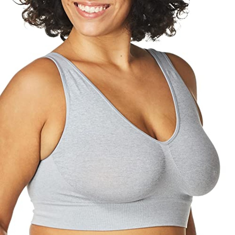 Hanes Womens Wireless Bra, 풀 커버리지 풀오버 스트레치 니트 브라, 스무딩 티셔츠 브라