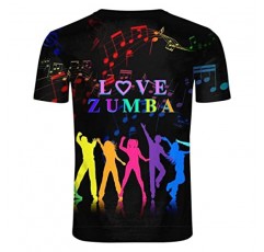 I Love Zumba 유니섹스 3D 프린트 커플 양면 반팔 여성 남성 크루 넥 티 넥 셔츠 레저 스포츠