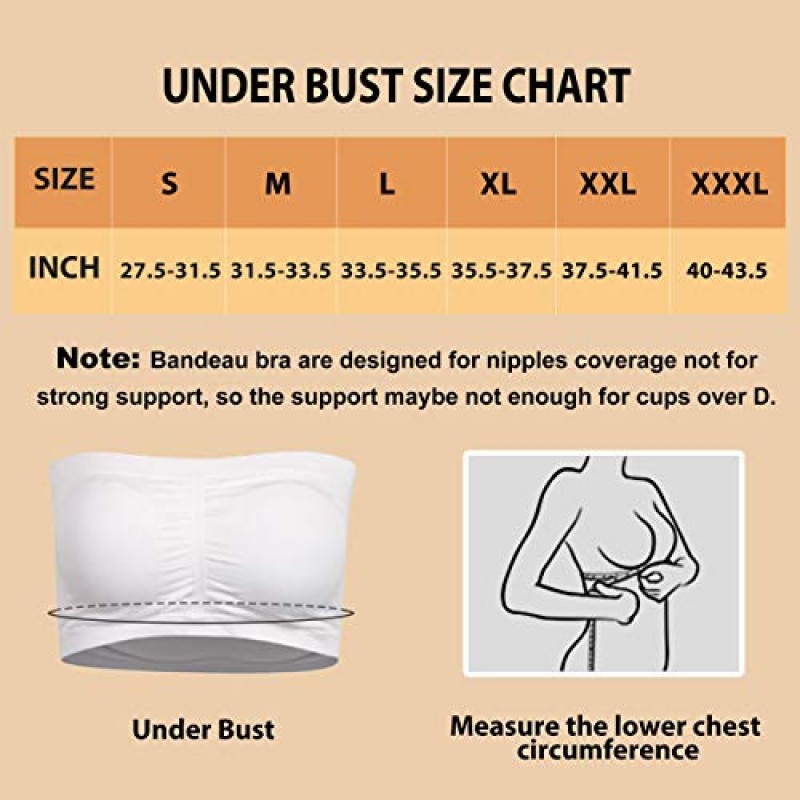 BINACL 여성용 반두 브라렛, 여름 스트랩리스 탈착식 패딩 심리스 기본 레이어 튜브 탑 브라 1/3 팩