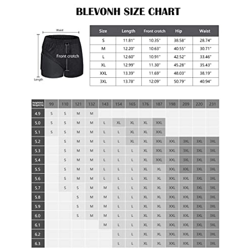 Blevonh 여성 요가 러닝 반바지 2 in 1 운동 운동 반바지 포켓 S-3XL