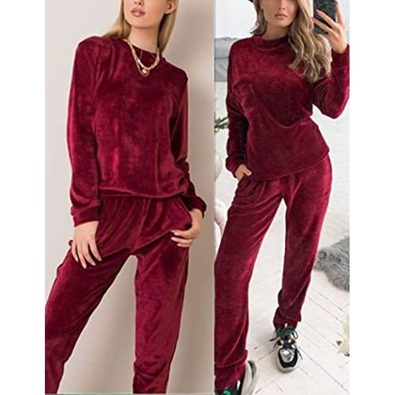 Beyove Women Velour Sweatsuits 2 Piece Tracksuit 세트 (포켓 포함) 스웨트 & 트레이닝 복 레저 조깅 의상 S-XXL