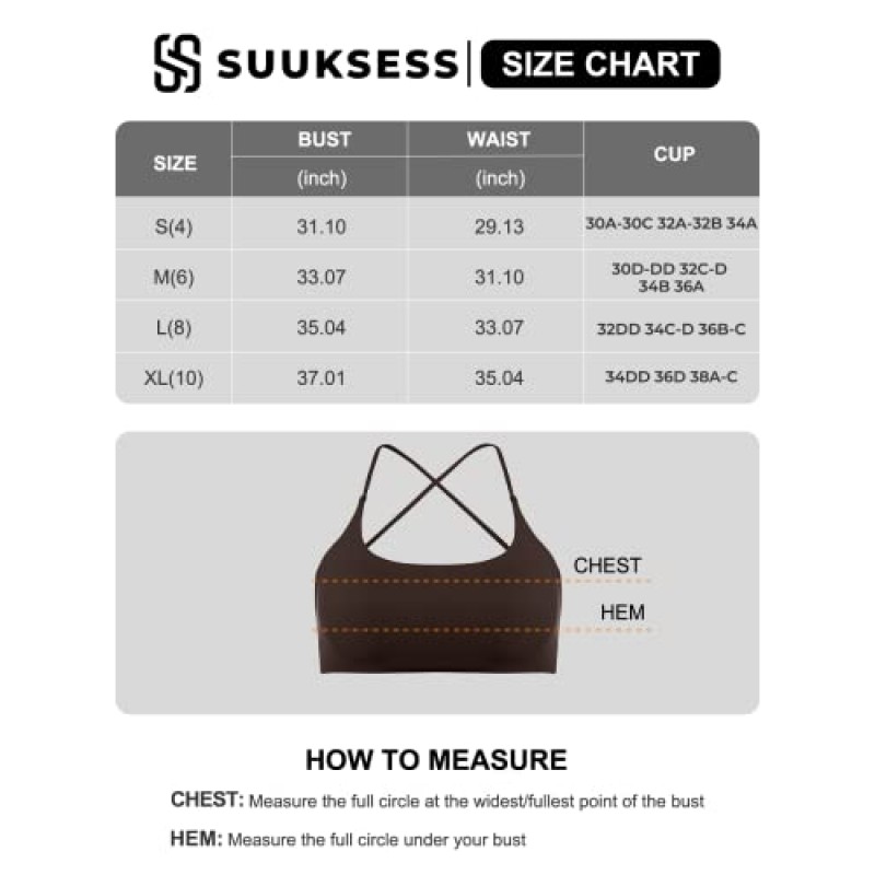 SUUKSESS 여성 2피스 오픈 백 스포츠 브라 팩 스트랩 운동 체육관 요가 작물