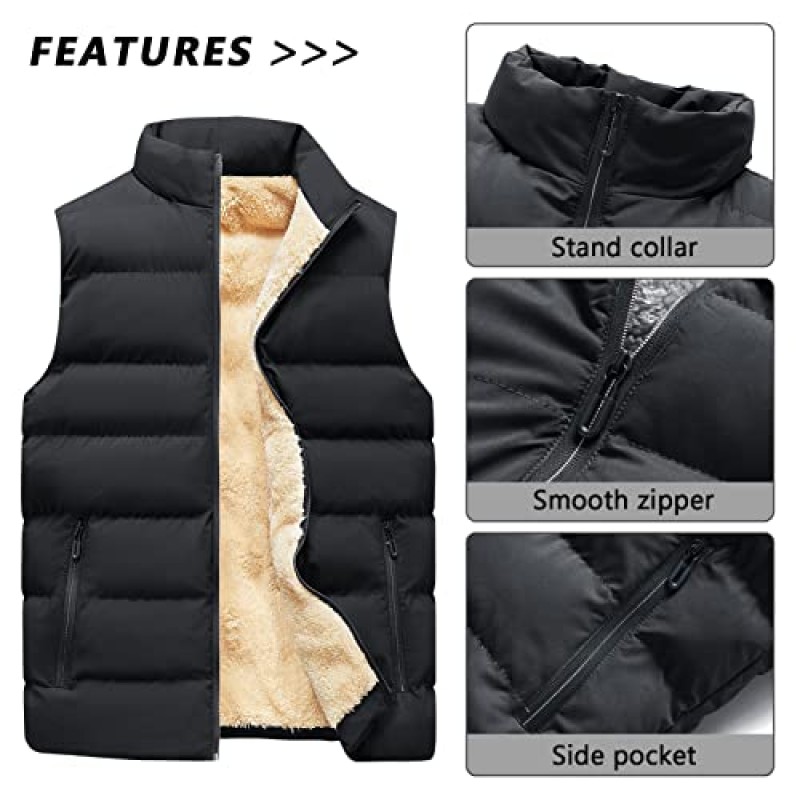 Maeau Mens 야외 패딩 조끼 겨울 양털 방풍 자켓 따뜻한 퍼퍼 다운 코트 캐주얼 Thicken Gilet Outerwear