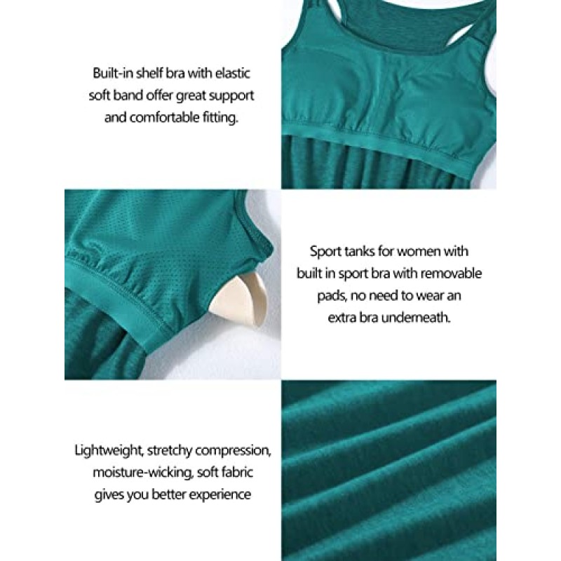 Cestyle Womens Tank Tops with Bras Racerback 요가 운동 스포츠 액티브웨어