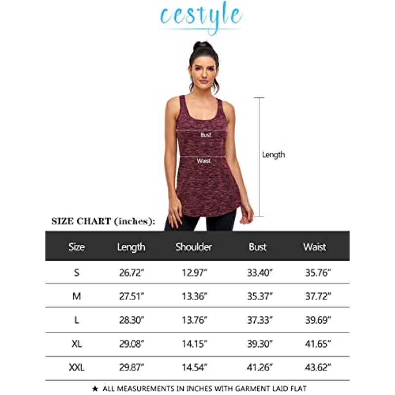 Cestyle Womens Tank Tops with Bras Racerback 요가 운동 스포츠 액티브웨어