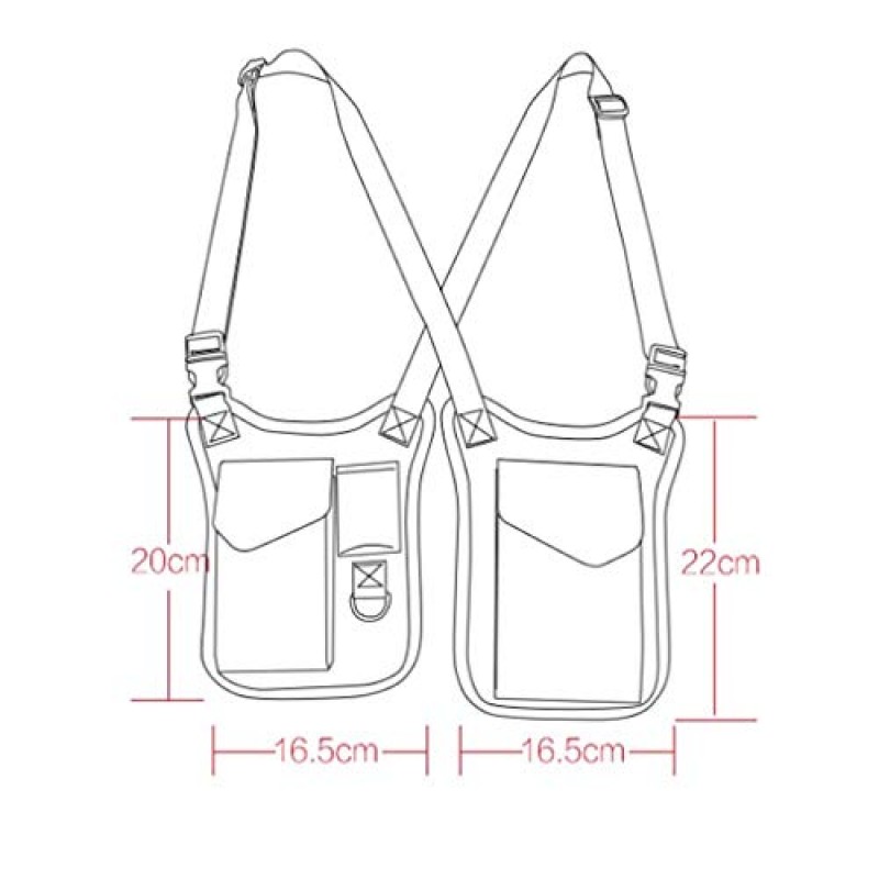 도난 방지 숨겨진 겨드랑이 스트랩 지갑 홀스터 가방 레저 나일론 더블 어깨 포켓 스포츠 조끼 야외 남성 패키지 액세서리 (블랙, 원 사이즈)