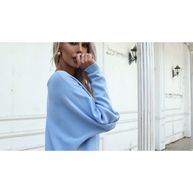 Linsery Womens 2 Piece 복장 원 숄더 니트 스웨터 풀오버 와이드 레그 팬츠 세트 Sweatsuit Tracksuit