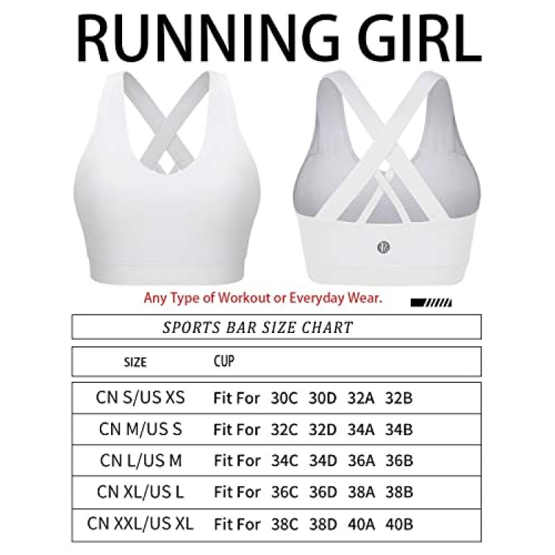 RUNNING GIRL 여성용 스포츠 브라, 크리스 크로스 백 패딩 스트랩 스포츠 브라 이동식 컵이 있는 중간 지원 요가 브라