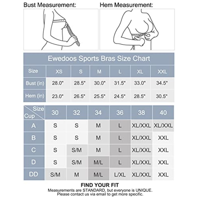 Ewedoos 여성을위한 고 영향도 스포츠 브래지어 높은 지원 조정 가능한 Strappy 패딩 스포츠 브래지어 달리기를위한 운동 브래지어