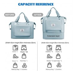 새로운 업그레이드 여행 더플 백, 방수 체육관 토트 백, 위켄더 오버나잇 백, 건식 및 습식 별도 스포츠 휴대용 숄더백, 대용량, 확장 가능 및 접이식(파란색)