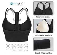 Evercute Racerback 스포츠 브라 패딩 Y Racer Back Cropped Bras for Yoga Workout Fitness Low Impact