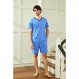 Ekouaer Mens Pajama 세트 짧은 소매 V 넥 2 피스 Nightwear 반바지 주머니 포함 여름 잠옷 PJS 남성용