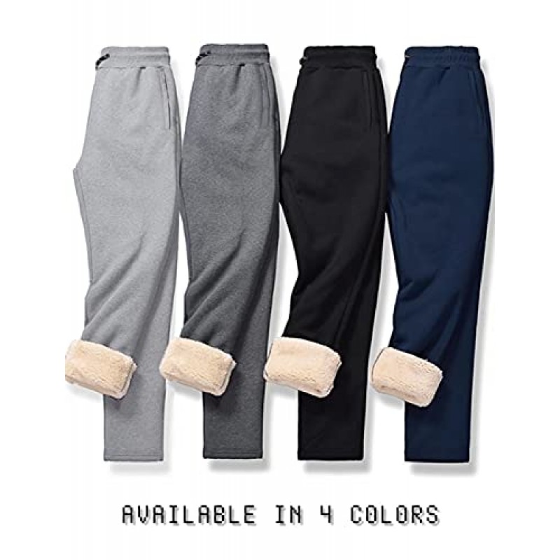 MAGCOMSEN 남성용 겨울 양털 바지 Sherpa Lined Sweatpants Thicken Warm Athletic Pants 스포츠 조깅 바지