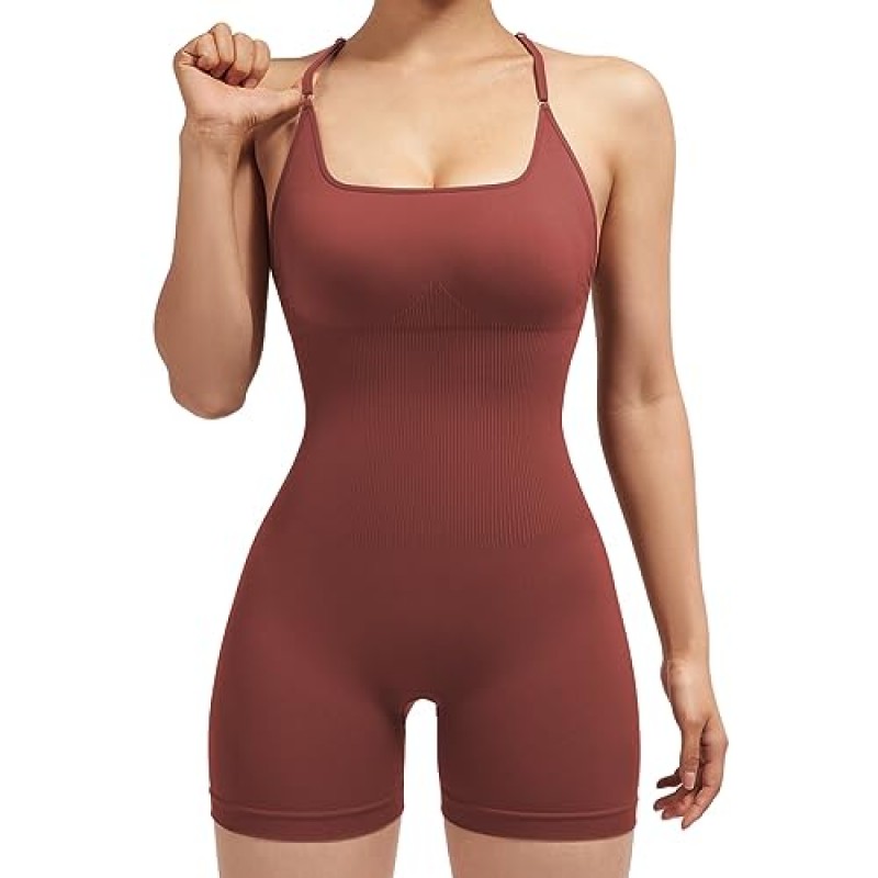 SUUKSESS 여성 Strappy Romper Seamless Jumpsuit Tummy Control 패딩 스포츠 브라